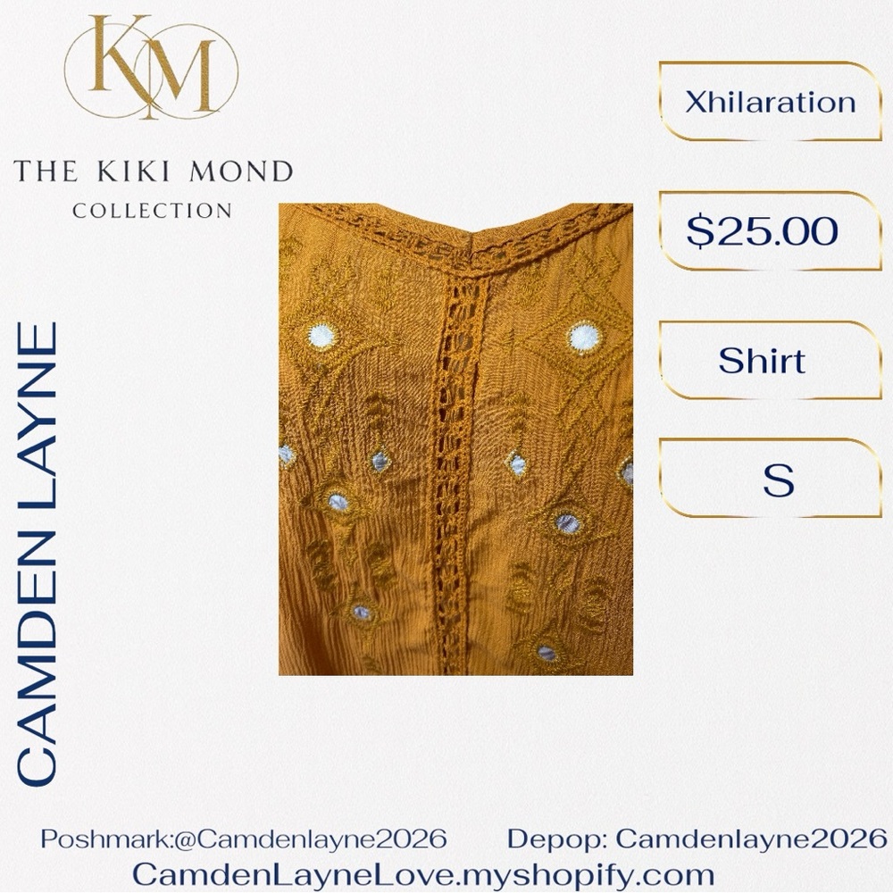 Mustard Bohemian Linen Cami Blouse - Picture 6 of 8